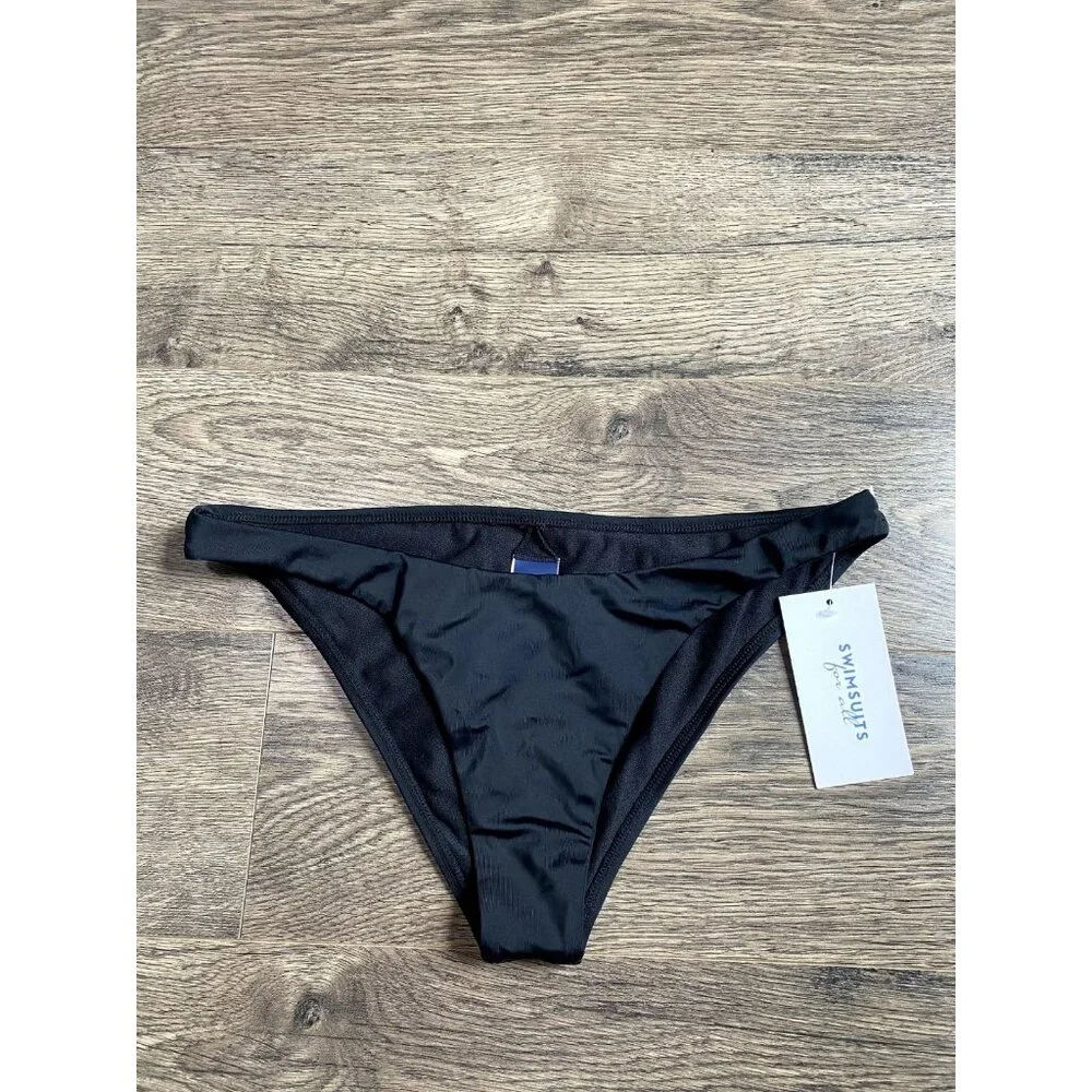 NWT Womens Swimsuits For All cheeky low rise black bikini bottoms size 10